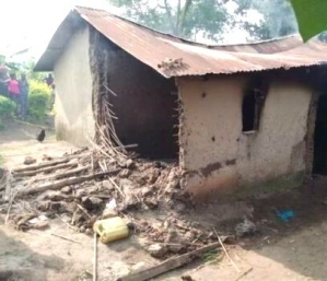 Damaged home of three Christian family members killed in Nyabitutsi village, Uganda on Dec. 25, 2023. 