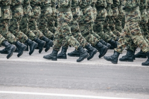 Military formation soldiers marching