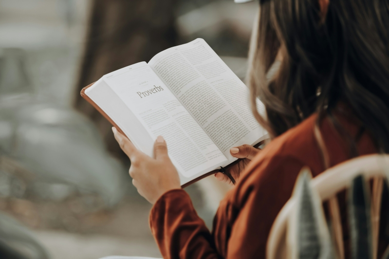 Woman reading Bible