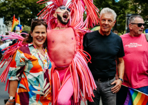 Verena Dietl, 3rd Mayor (L), at Christopher Street Day LGBTQ parade with Munich Mayor Dieter Reiter (R). 