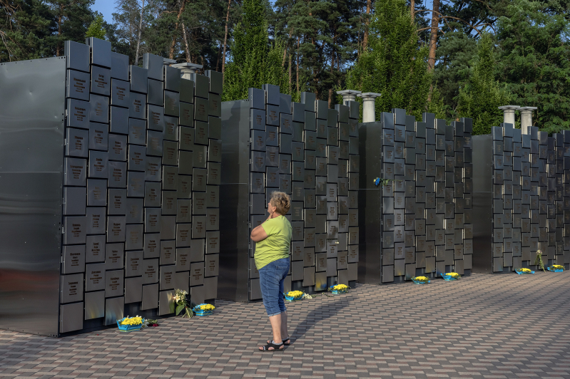 Memorial wall bucha, Ukraine, Russia war