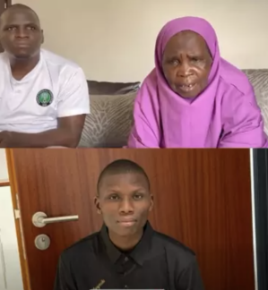 Hauwa Adamu Kahutu (R) beside her son, Dauda Adamu Kahutu, with Bala Timothy below in video