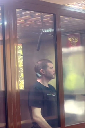 The Rev. Kostiantyn Maksimov of the Ukrainian Orthodox Church in court. 