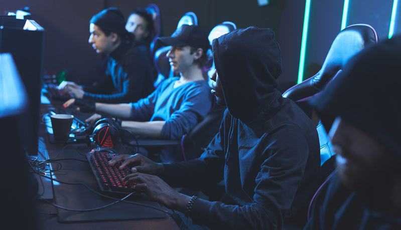 A group of hackers at work