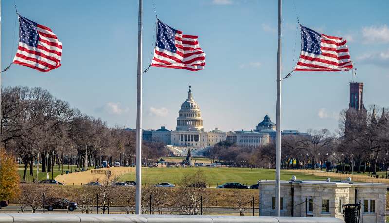 US Capitol Building & Flags