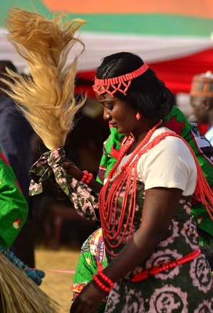 Woman in traditional attire in Bokkos LGA, Plateau state, Nigeria. 