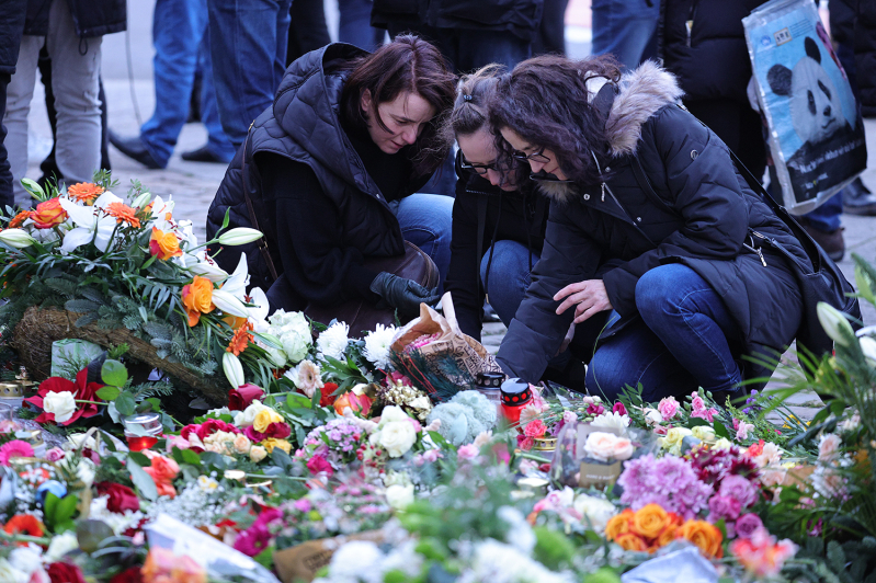 Germany Magdeburg Christmas market attack flowers memorial