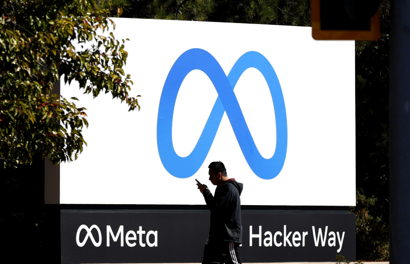 Meta sign in front of its headquarters in Menlo Park, California