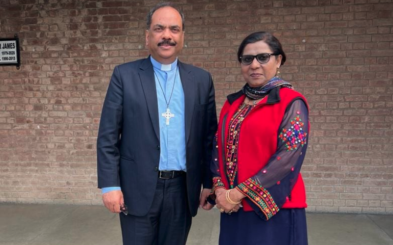 Former chairman Rev Majeed Abel and seminarys principal Rev Nosheen Khan