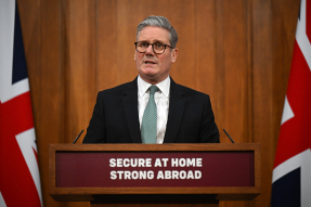 Prime Minister Keir Starmer delivers a statement on Defence spending at Downing Street on February 25, 2025 in London, England