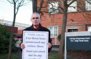 UK preacher fined over Bible verse display challenges abortion clinic buffer zones